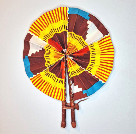 Classy Me Fan, Brown Blue White and Yellow